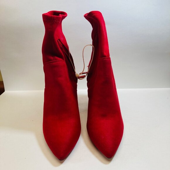 BCBGENERATION Boots 9 M Red Ally Pointed Toe Sculpted Heel Zip-Up Dress Booties - Picture 6 of 12